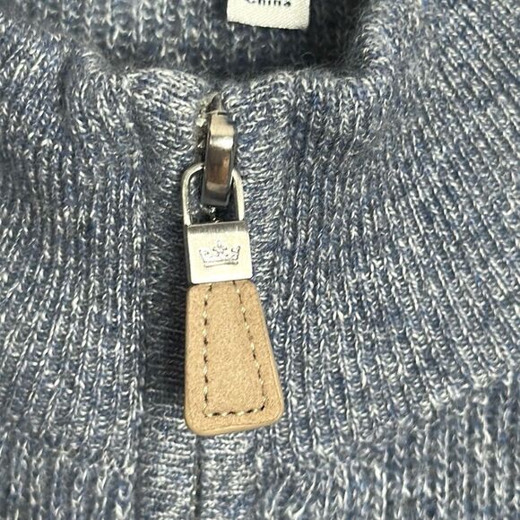 Peter Millar Crown Cashmere Linen Blend Sweater 1/4 Zip Rib Knit Blue size L - Picture 11 of 14